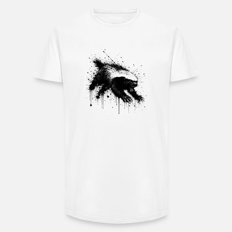 Honigdachs Splatter - Long Fit Männer T-Shirt - Weiß