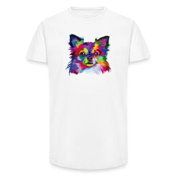 Kaleidoscope Pup Portrait - Long Fit Men's T-Shirt - white - Front - AI Model Male 185 light (185cm)