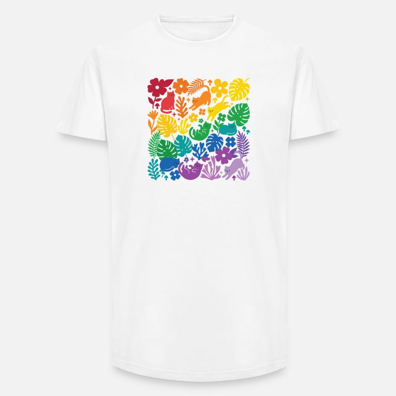 LGBT-Pride-Monat – Regenbogenkatzen und Blumen - Long Fit Männer T-Shirt - Weiß