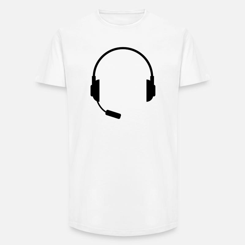 Headset mit Mikrofon - Long Fit Männer T-Shirt - Weiß
