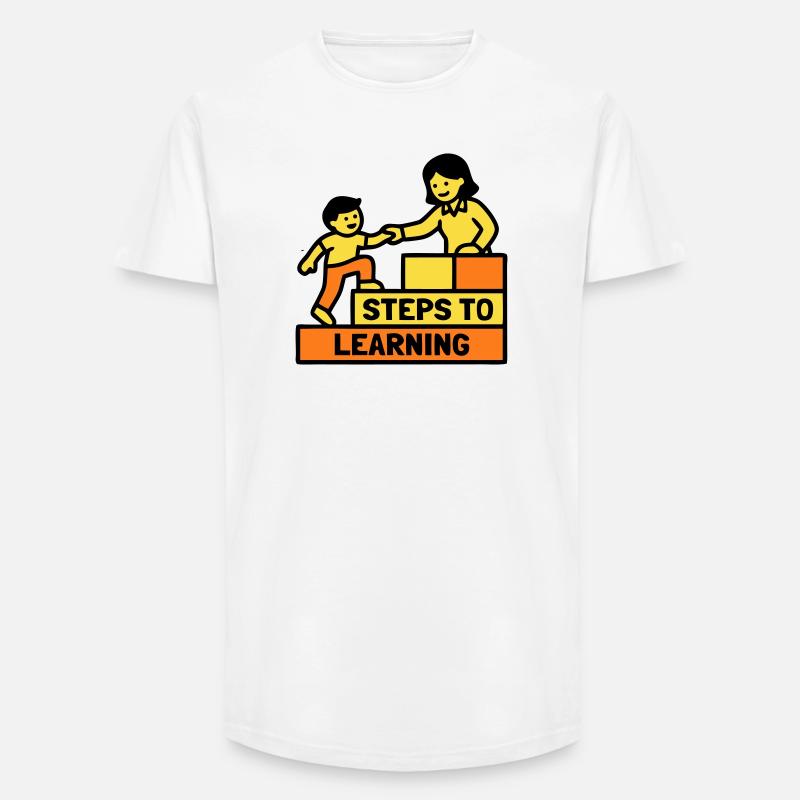 Steps to Learning School Logo - Long Fit Men's T-Shirt - white