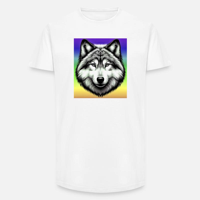 Wolf - Long Fit Männer T-Shirt - Weiß