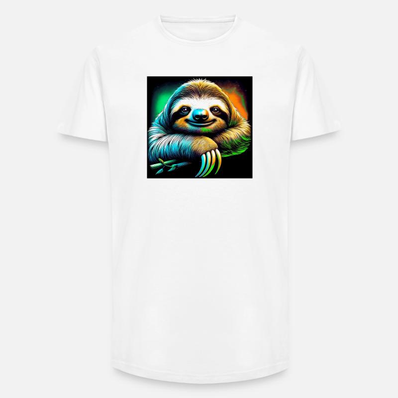 Faultier - Long Fit Männer T-Shirt - Weiß