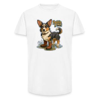 Puddle Pup Energie: Splash Boots - Long Fit Männer T-Shirt - Weiß - Vorne - AI Model Male 185 light (185cm)