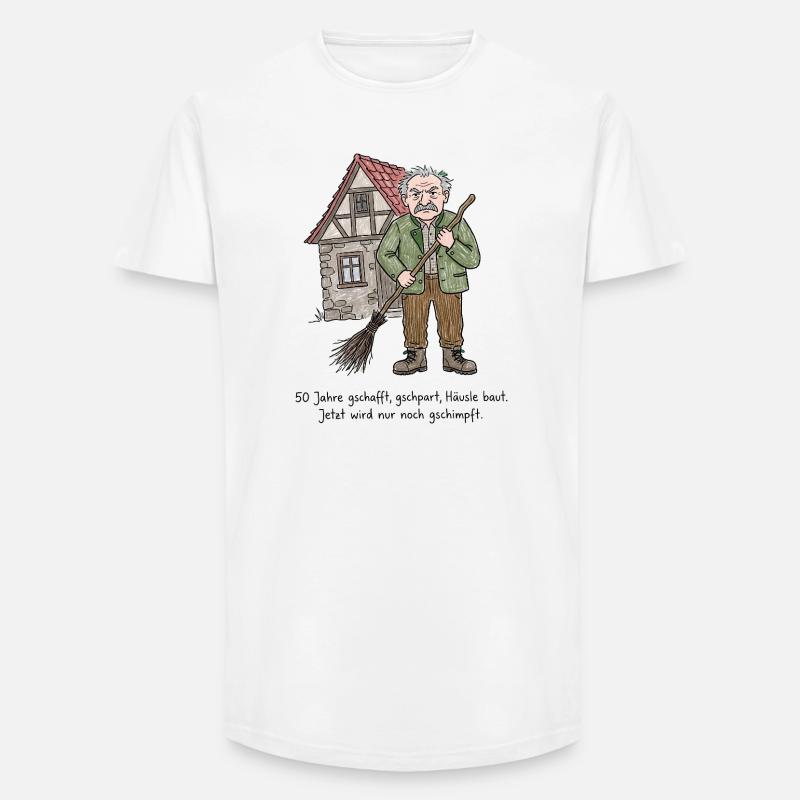 Schwaben Spruch Häuslebauer & Schimpfen - Long Fit Männer T-Shirt - Weiß
