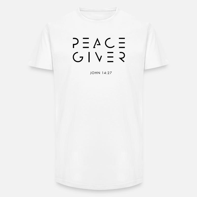 PEACEGIVER - Long Fit Männer T-Shirt - Weiß