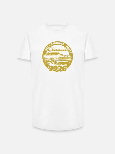 50th Birthday - Classic Musclecar 07/1976 - Long Fit Men's T-Shirt - white