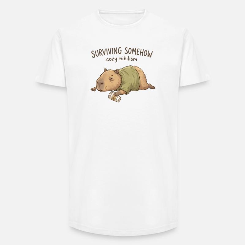 Kuscheliger Nihilismus Capybara - Long Fit Männer T-Shirt - Weiß