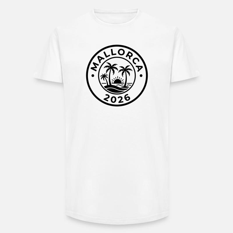 Mallorca 2026 Palmen - Long Fit Männer T-Shirt - Weiß