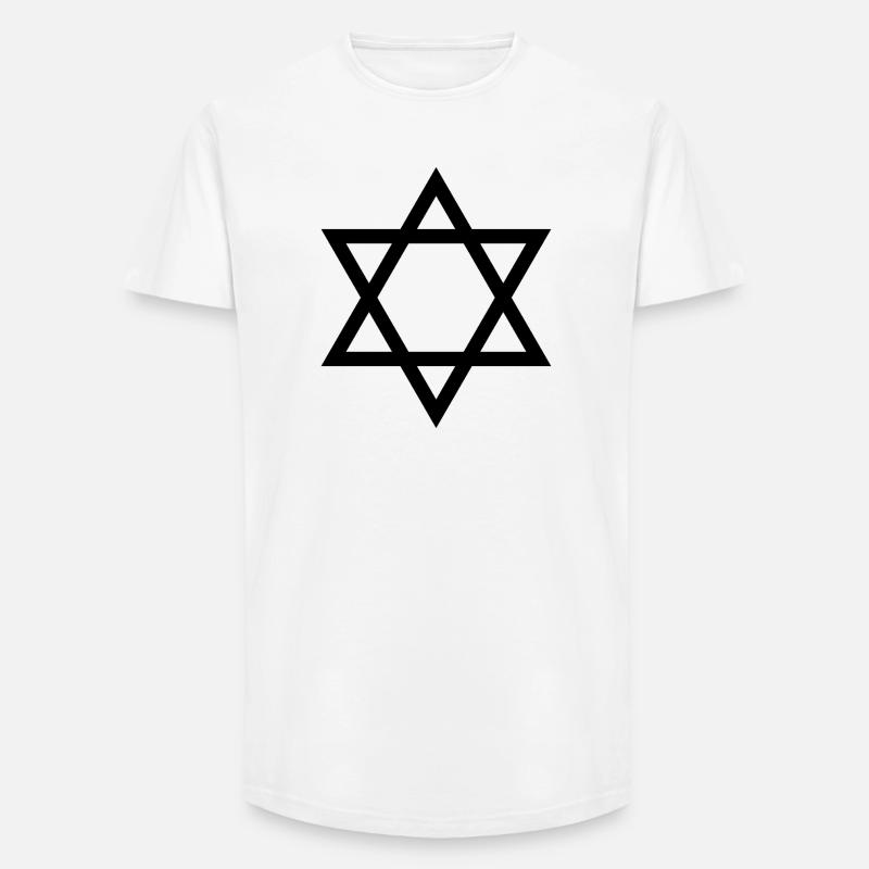 Davidkreuz - Long Fit Männer T-Shirt - Weiß