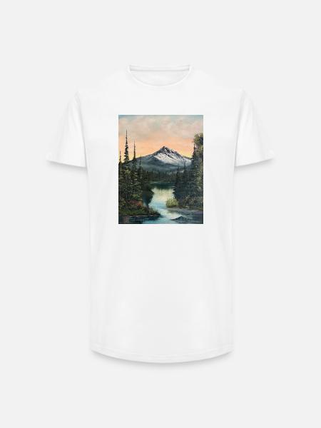 Bergsee im Abendlicht - Long Fit Männer T-Shirt - Weiß