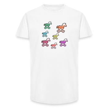Chevaux - T-shirt coupe longue homme - blanc - Devant - AI Model Male 185 light (185cm)