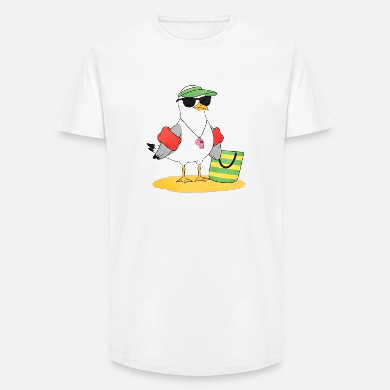Seemöwe Strandlook - Long Fit Männer T-Shirt - Weiß