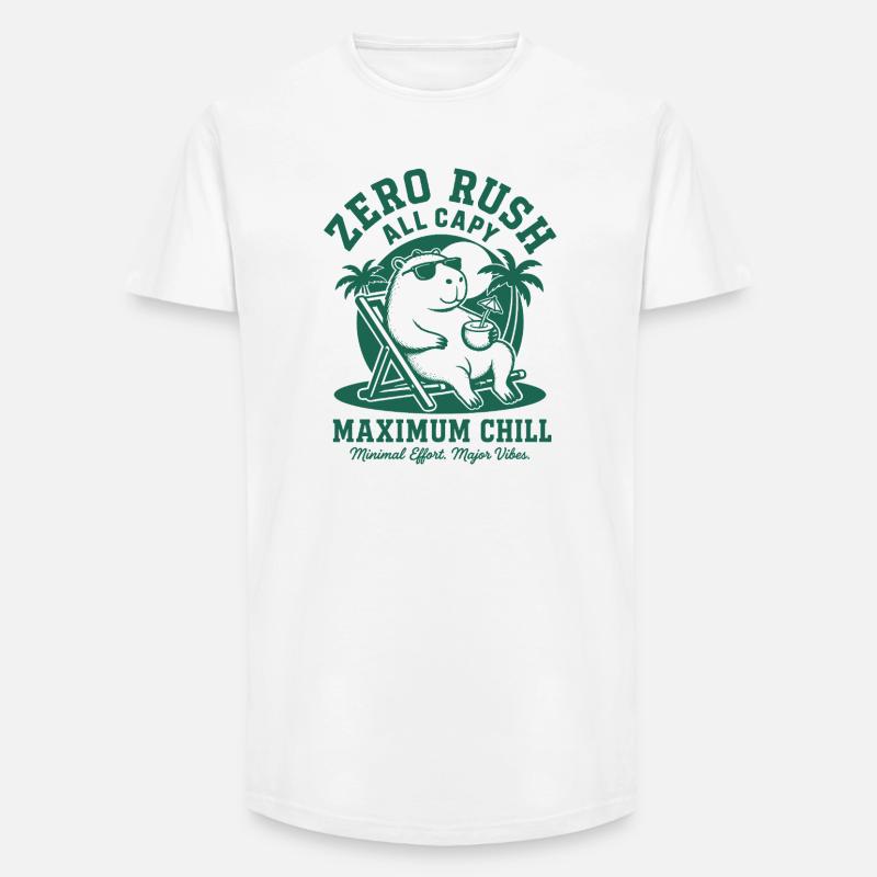 Zero Rush Capybara Chill - Long Fit Männer T-Shirt - Weiß
