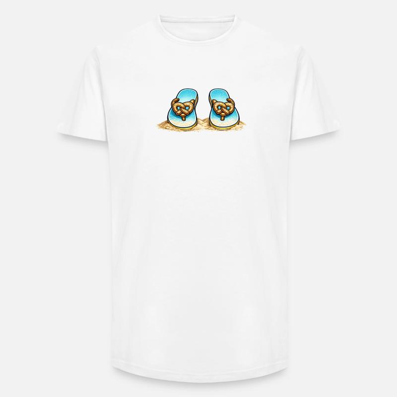 Blue Pretzel Bow Beach Flip-Flops - Long Fit Männer T-Shirt - Weiß