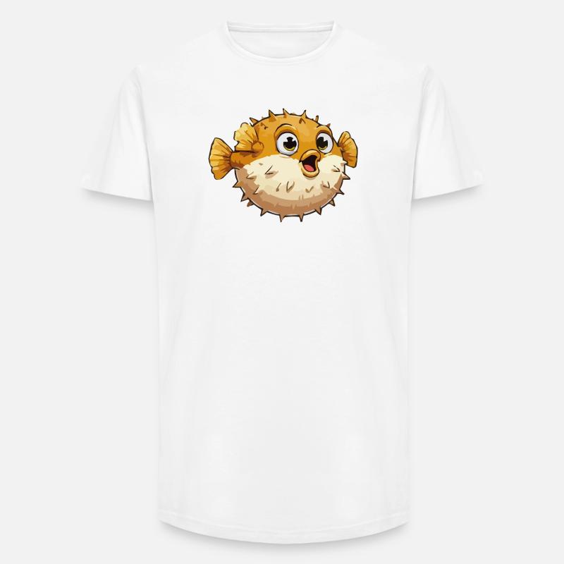 Kugelfisch Fisch Comic - Long Fit Männer T-Shirt - Weiß