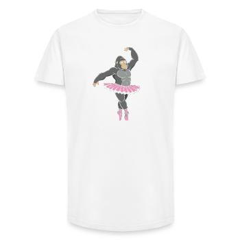 Gorille en tutu rose dansant - T-shirt coupe longue homme - blanc - Devant - AI Model Male 185 light (185cm)