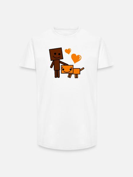 Heart Friend Cartoon Dog and Buddy - Long Fit Men's T-Shirt - white