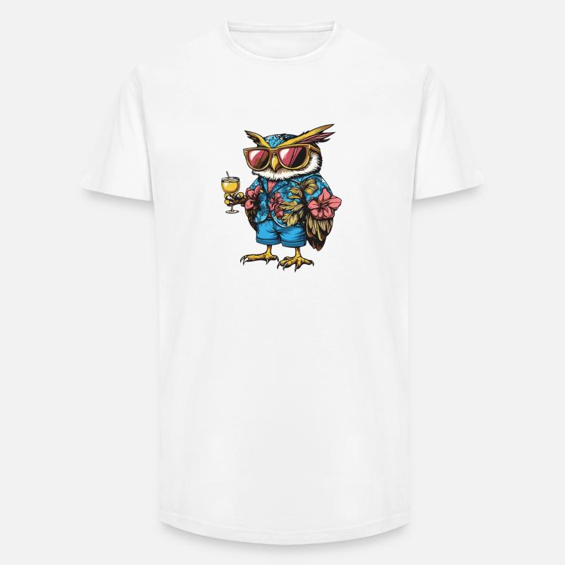 Owl Comic Summer - Long Fit Men's T-Shirt - white