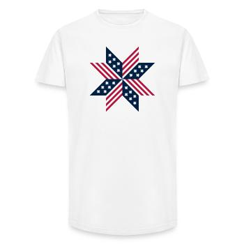 Patriotic Red White Blue Native Stars Stripes - Long Fit Men's T-Shirt - white - Front - AI Model Male 185 light (185cm)