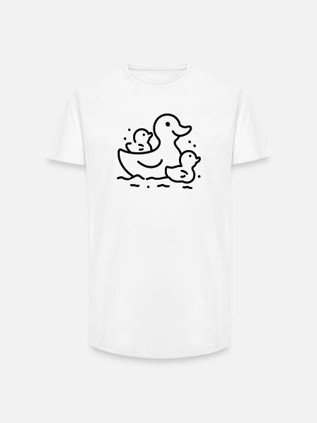 Duck Family - Long Fit Men's T-Shirt - white