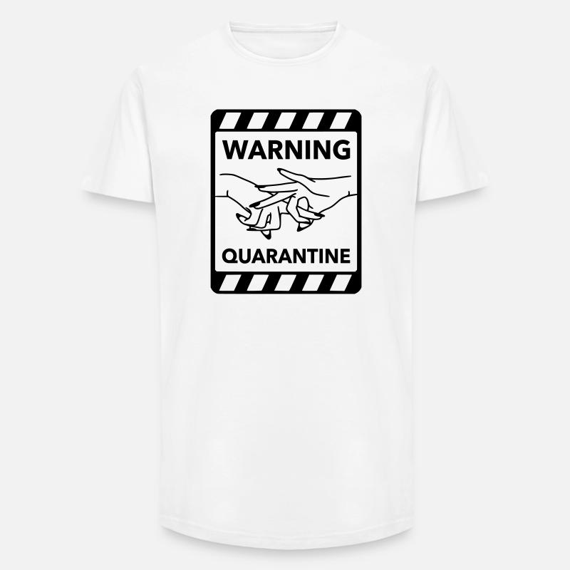 Warning: Quarantine - Long Fit Men's T-Shirt - white