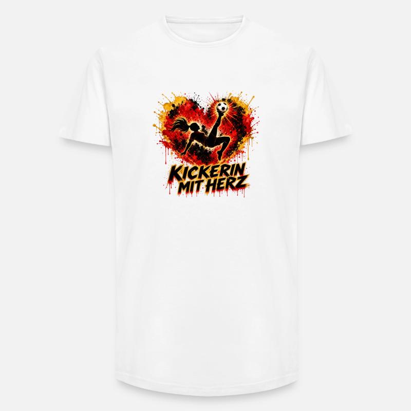 Kickerin mit Herz - Long Fit Männer T-Shirt - Weiß