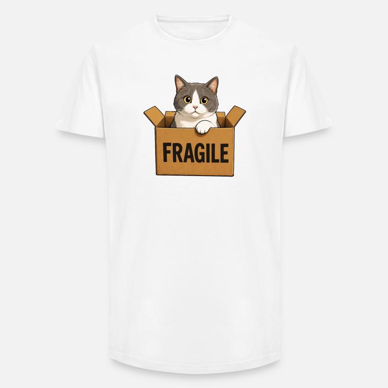 Katze im Karton - Long Fit Männer T-Shirt - Weiß