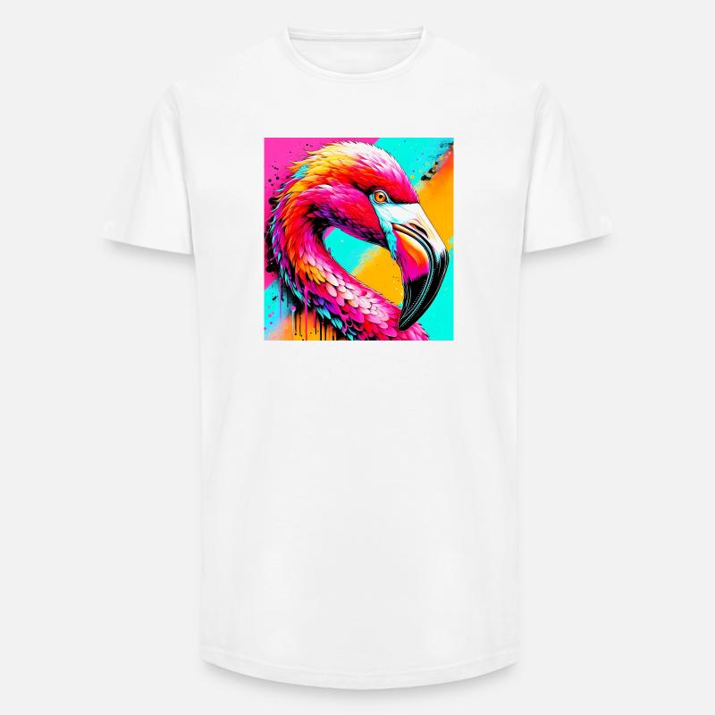 Flamingo - Long Fit Männer T-Shirt - Weiß