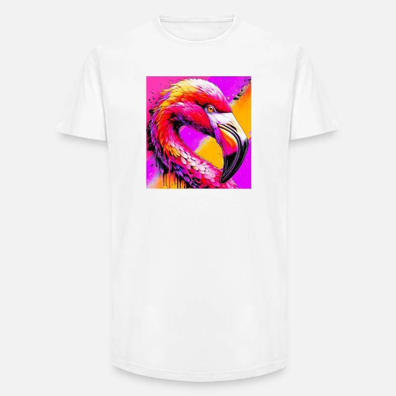 Flamingo - Long Fit Männer T-Shirt - Weiß