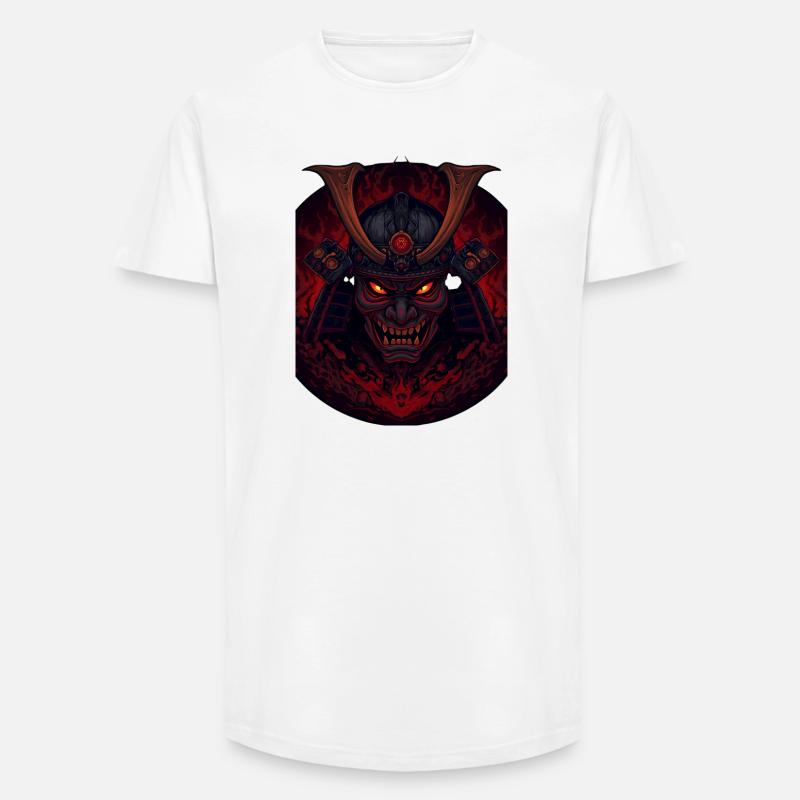 Dämonen-Samourai - Long Fit Männer T-Shirt - Weiß
