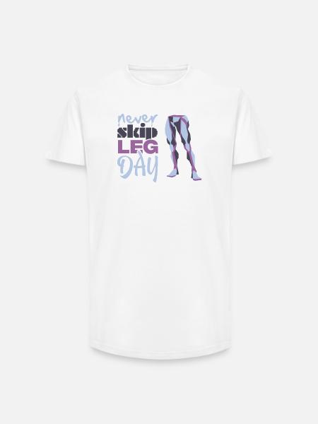 Never Skid Leg Day Graphic - Long Fit Men's T-Shirt - white