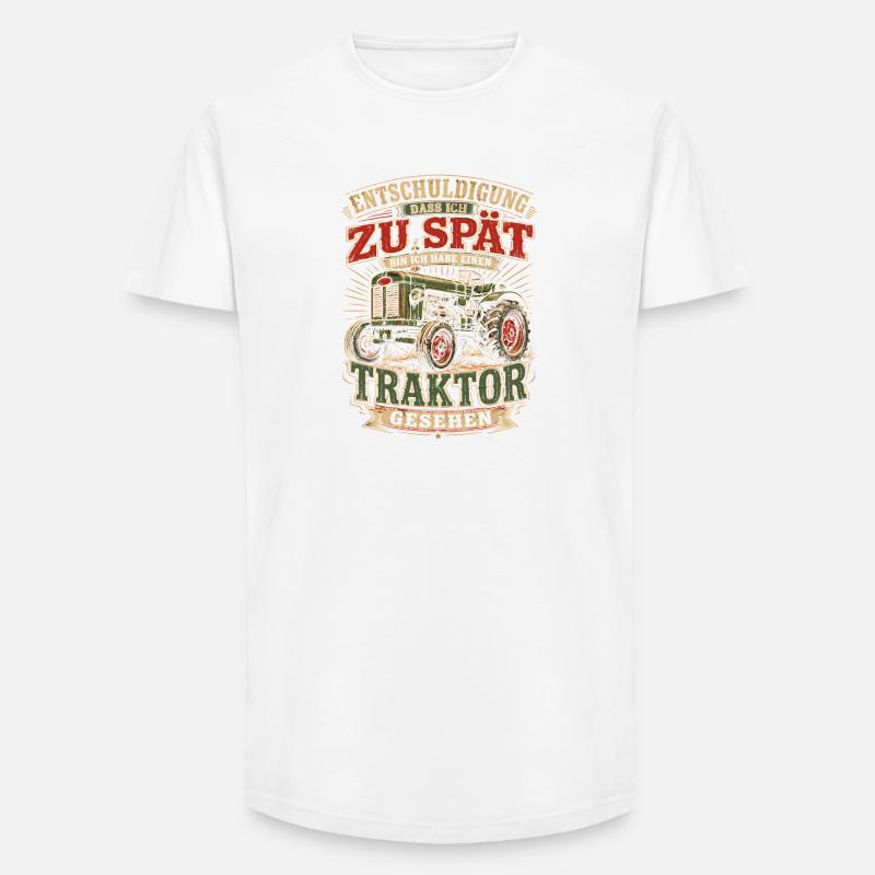 Spät dran Traktor Spruch - Long Fit Männer T-Shirt - Weiß