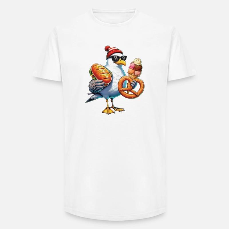 Möwe Brezel Eiscreme - Long Fit Männer T-Shirt - Weiß
