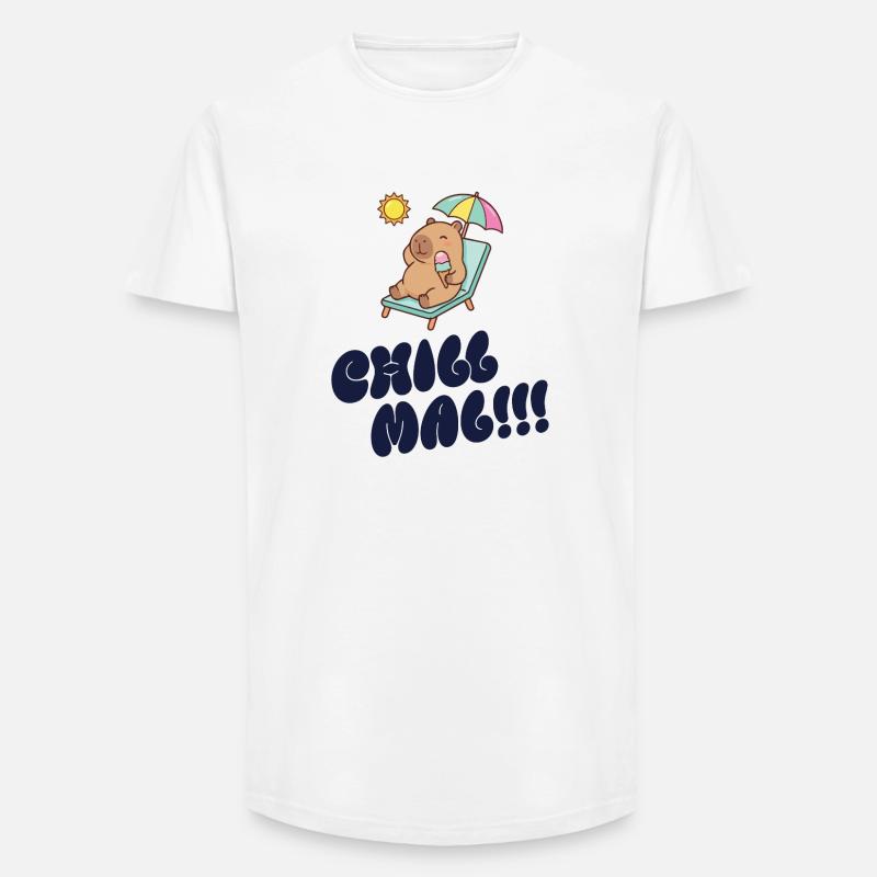 Sonnenbär am Strand mit Eis - Long Fit Männer T-Shirt - Weiß