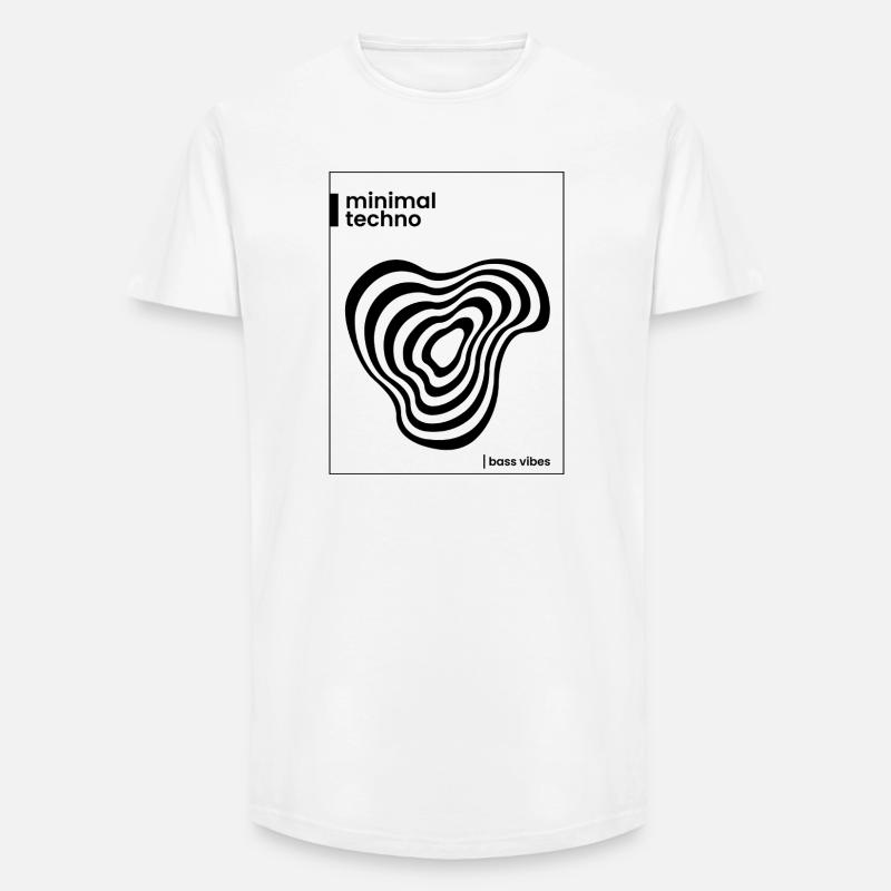 Conception minimale de l’affiche techno - T-shirt coupe longue homme - blanc