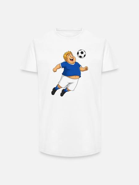 Fußballspieler springt  zum Ball - Long Fit Männer T-Shirt - Weiß