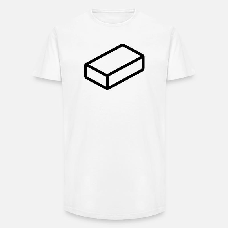 brique - T-shirt coupe longue homme - blanc