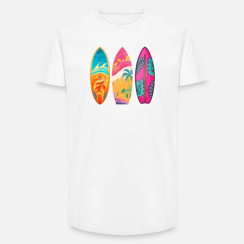 Surf Tropic Buntes Triptychon - Long Fit Männer T-Shirt - Weiß