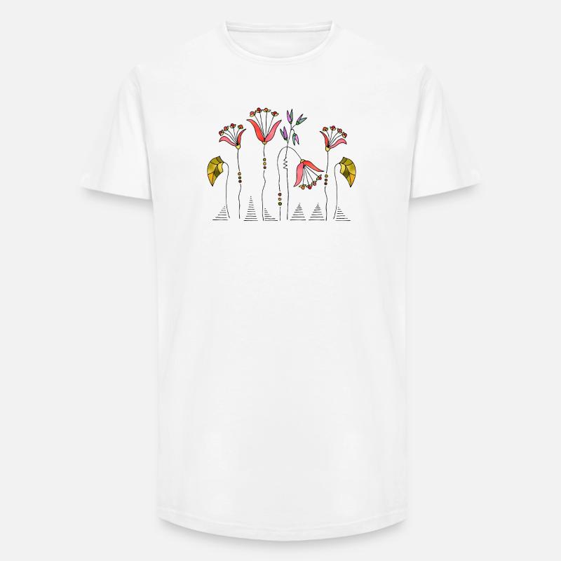 Fleur - T-shirt coupe longue homme - blanc