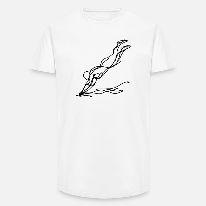 Dessin de nageurs - T-shirt coupe longue homme - blanc