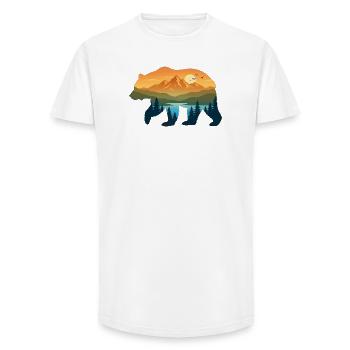 Bear silhouette mountain landscape - Long Fit Men's T-Shirt - white - Front - AI Model Male 185 light (185cm)