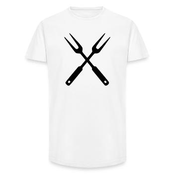 Grill, couverts, barbecue, équipe de food truck grill - T-shirt coupe longue homme - blanc - Devant - AI Model Male 185 light (185cm)