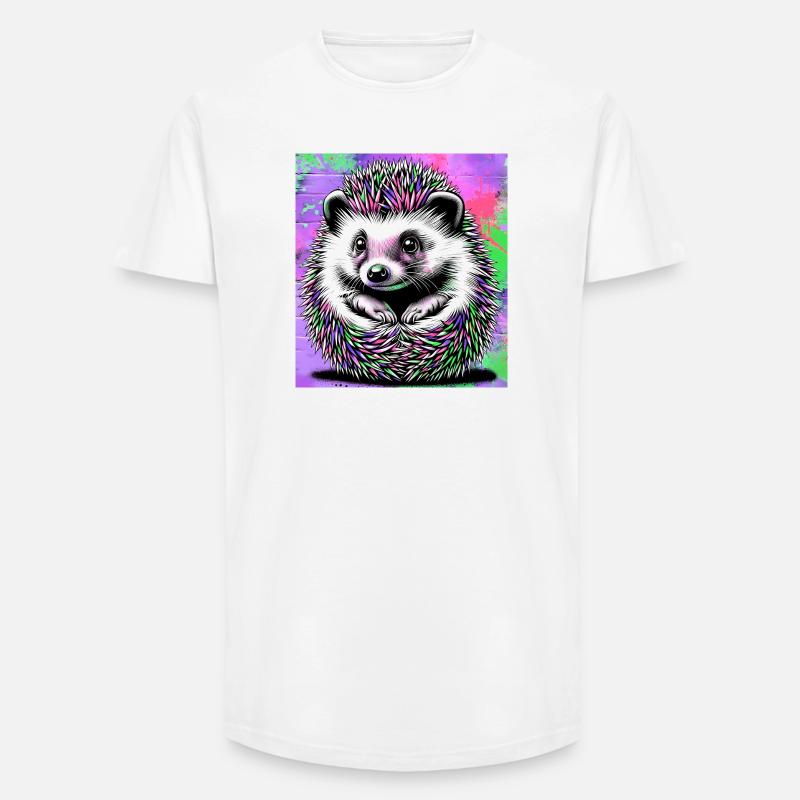 hérisson - T-shirt coupe longue homme - blanc
