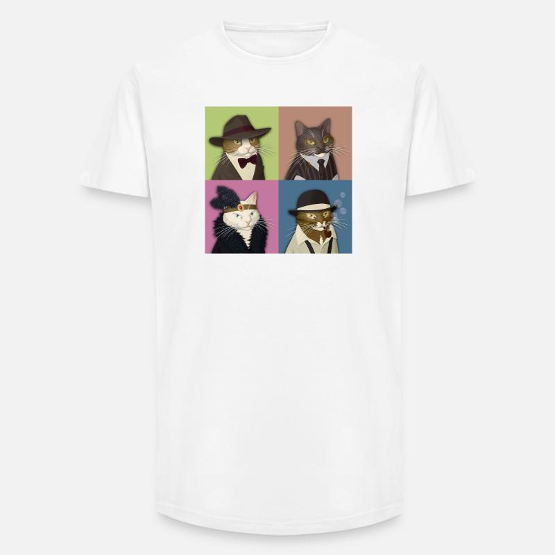 Dapper Cats Quartett - Long Fit Männer T-Shirt - Weiß