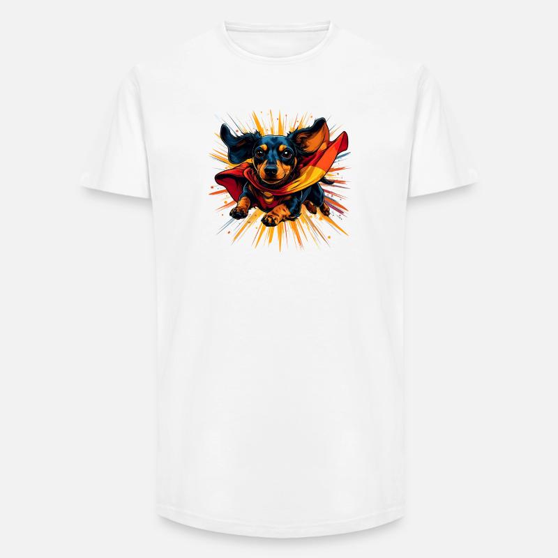 Superhelden-Dackel Cape - Long Fit Männer T-Shirt - Weiß