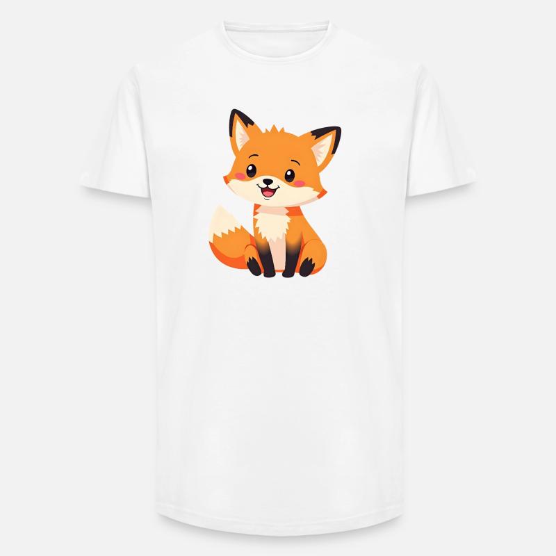 Fuchs - Long Fit Männer T-Shirt - Weiß