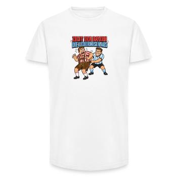 Zieht den Bayern die Lederhosen aus - Long Fit Männer T-Shirt - Weiß - Vorne - AI Model Male 185 light (185cm)