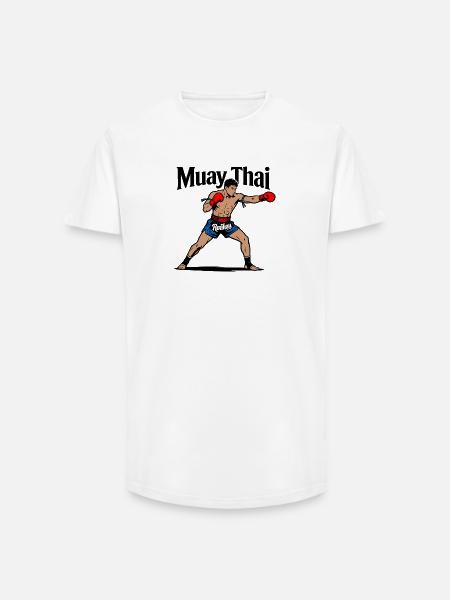 Muay Thai Kickboxen - Long Fit Männer T-Shirt - Weiß