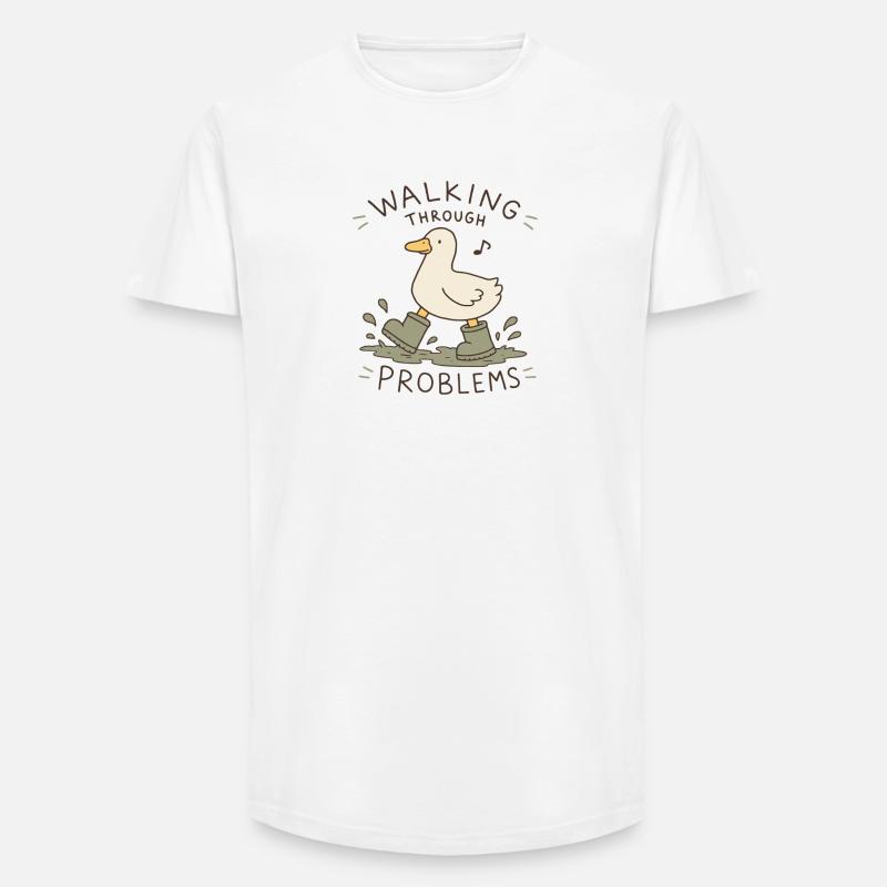 Duck Walking Through Problems - Long Fit Men's T-Shirt - white
